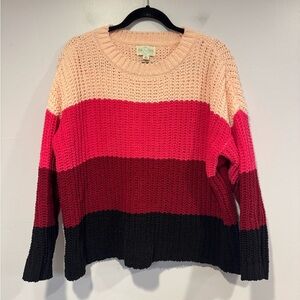 Jun‎ & Ivy pink and black colorblock sweater
